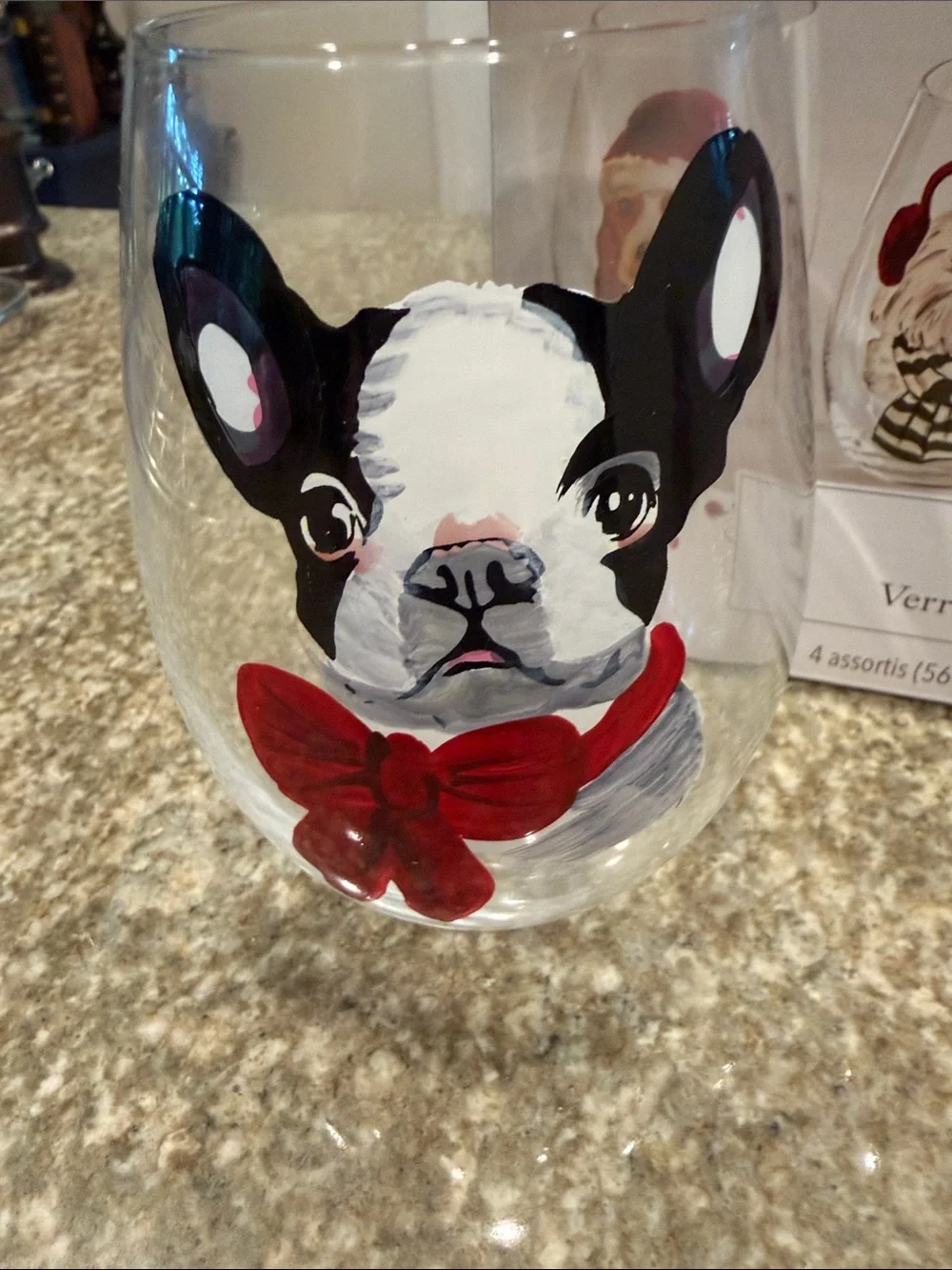 Pier 11Holiday Dog Stemless Wine Glasses - Set of 4 NIB